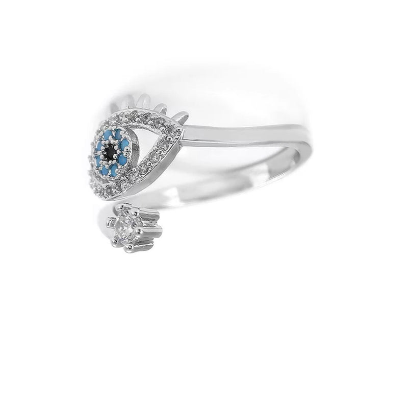 Evil Eye Protection Ring - Silver